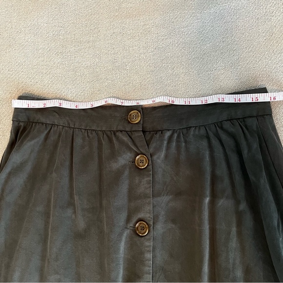 Olive Green Button Down Midi Skirt - Picture 5 of 6